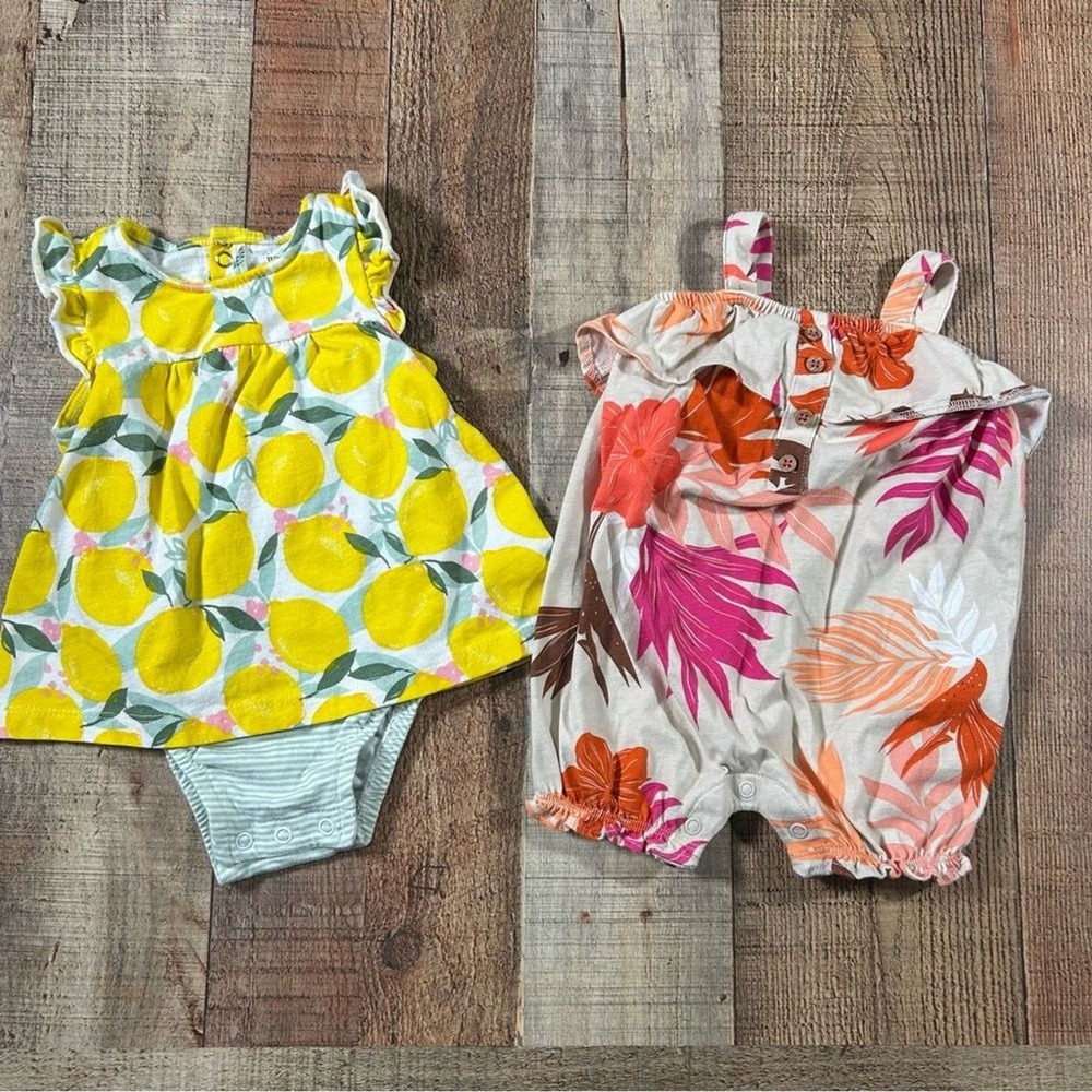 Carters Baby Girl Romper 6 months Lot Summer Citrus Tropical Outfit Lemon